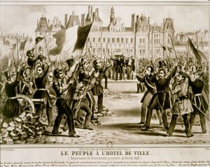 Februarrevolutionen 1848 (litografi) af French School
