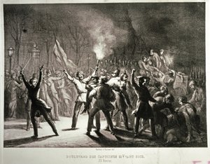 Februarrevolutionen 1848 (litografi) af French School
