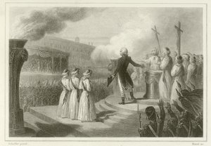 Fete de la Federation, 14. juli 1790 af French School