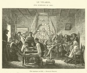 Fete funeraire au Chili (gravering) af French School