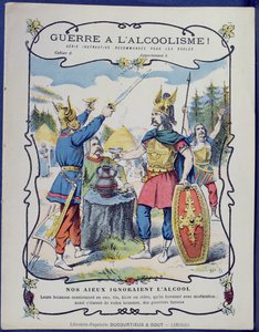 Fight Against Alcoholism!, en illustration af galliske krigere fra et beskyttende ærme til skolebøger, slutningen af det 19. århundrede af French School