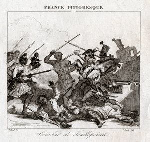Kæmp på Madagaskar. (stik, ca. 1850) af French School