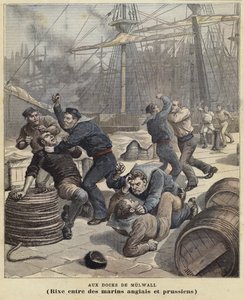 Kampe mellem engelske og preussiske sømænd ved Millwall-dokker af French School