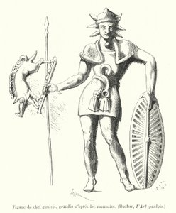 Figur af en gallisk høvding, forstørret i henhold til mønterne (gravering) af French School
