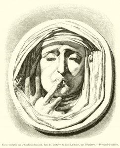 Figur udskåret på en jødes grav på Pere-Lachaise-kirkegården (gravering) af French School