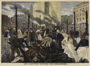 Brand ved Bazar de la Charite, Paris, 1897 af French School