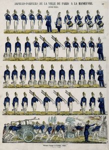 Brandvæsen i byen Paris i manøvre - Billede af Epinal, omkring 1852 af French School