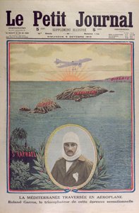 Første krydsning af Middelhavet 23. september 1913 af Roland Garros (1888-1918), forsideillustration af le Petit Journal 5. oktober 1913