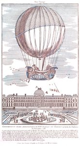 Første bemandede brintballonflyvning, 1783 af French School