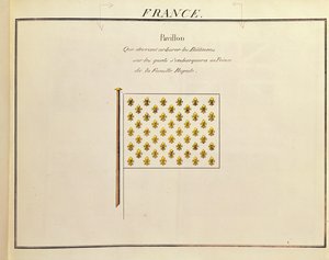 Flag af en prins af den kongelige familie, fra Pavillons des Puissances Maritimes (farvegravering) af French School