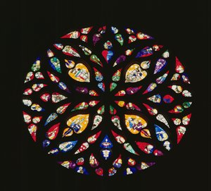 Flamboyant rosenvindue af French School