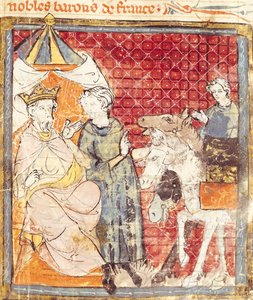 Fol.133r Roland siger farvel til Karl den Store (742-814), Grandes Chroniques de France, 1375-79 af French School