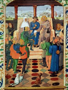 Fol.185v Charles VII (1403-61) giver et dokument til Jeanne d