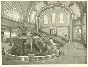 Monumental Fountain of the Central Gallery, nær Maskinpaladset (gravering) af French School