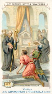 Stiftelsen af Benediktinerordenen, 529 (chromolitho) af French School