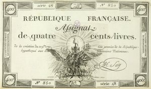 Fire hundrede livre seddel, 21. september 1792 af French School