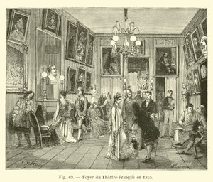 Foyer i Theatre-Francais i 1855 af French School