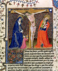Fr.120. f.520 Joseph af Arimathaea indsamler den korsfæstede Kristi blod fra La Quite de Saint Graal af French School