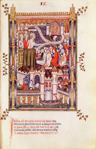 Fr 2091 fol.111 St. Denis prædiker for pariserne, der bryder deres hedenske idoler, fra Vie de St. Denis, 1317 af French School