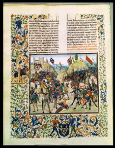Fr 2643 f.165v Slaget ved Crecy fra Hundredårskrigen, fra Froissarts Chronicle, 24. august 1346 af French School