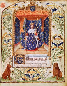 Fr 2705 f.C. Frontispice til en opgørelse over skatten tilhørende Charles V af Frankrig, 1379 af French School