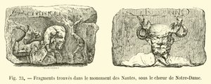 Fragmenter fundet i monumentet af Nautes, under Notre-Dames kor af French School