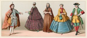 Frankrig XVIII. århundrede kostume af French School