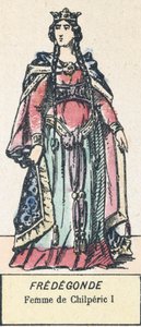 Fredegonde, Femme de Chilperic I (farvet gravering) af French School