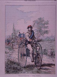 Fransk hær trehjulet cykelrytter (velocipediste) af French School