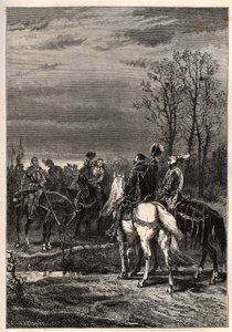 Franske religionskrige - oktober 1569 Religionskrig - Samtalerne forud for slaget ved Moncontour (Henri, hertug af Anjou fremtidige Henrik III og Gaspard II af Coligny - Slaget ved Moncontour (oktober 1569) - gravering fra "" Frankrigs historie fortalt til af French School