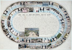 Franske revolution: gåsespil i slutningen af det 18. århundrede med revolutionens hovedstadier af French School