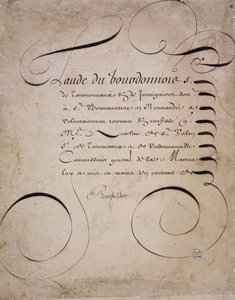 Fransk kalligrafi: Brev fra Regnskabskammeret af Louis Barbedor omkring 1640. af French School