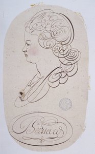 Fransk kalligrafi: Portræt af en ung person henrettet af Bernard de Paris omkring 1780. af French School
