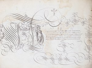 Fransk kalligrafi: Skriftens have af Robert Vignon omkring 1600. Historisk bibliotek i byen Paris. af French School