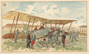 Fransk militær biplan (chromolitho) af French School