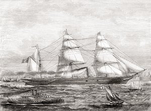 Fransk dampdrevet transatlantisk linjeskib Pereire (1866-1888), fra Les Merveilles de la Science, pub.1870 af French School