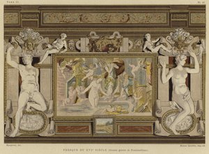 Fresco i Chateau de Fontainebleau, Frankrig, 1500-tallet af French School