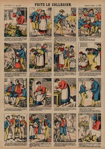 Skoledrengen Fritz (farvet gravering) af French School