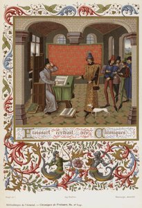 Froissart skriver sine krøniker (chromolitho) af French School