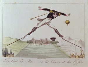 Fra høj til lav... eller årsagerne og virkningerne, karikatur af Napoleons udenrigspolitik, ca. 1814 af French School