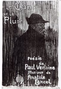 Forside af nodemusikken Le Chant de la pluie, fra et digt af Paul Verlaine, 1844 af French School