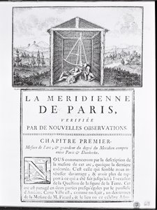 Forsiden af det første kapitel af La Meridienne de Paris af Cesar-Francois Cassini de Thury, 1744 af French School