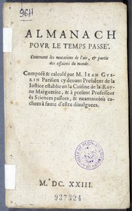 Frontispice af bogen "Almanach pour le temps passé"", af Jean Guerin af French School