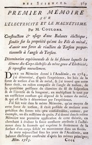 Frontispice af bogen "" First memoir on electricity and magnetism"" af Coulomb af French School