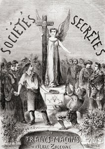 Frontispice fra Societes Secretes, les Francs Macons, udgivet c.1867 af French School