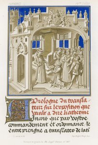 Frontispice i grisaille af et manuskript af French School