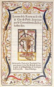 Frontispice til en bog om Marguerite de Navarres (1492-1549) indtog i Paris i 1531 af French School