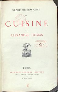 Frontispice til Grand Dictionnaire de Cuisine af Alexandre Dumas pere (1803-70) 1873 af French School