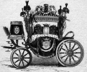 Funebre tank brugt under prins Jerome Bonapartes obseques (1784-1860). Indgravering i "" Le Monde Illustré"" nr. 169 af 7. juli 1860. af French School