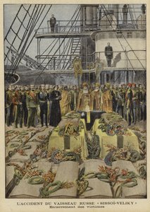Begravelse af ofre for ulykken om bord på det russiske slagskib Sissoi Veliky, 1897 af French School